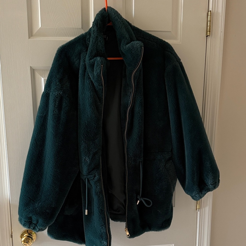 Tahari dark green Plush Jacket